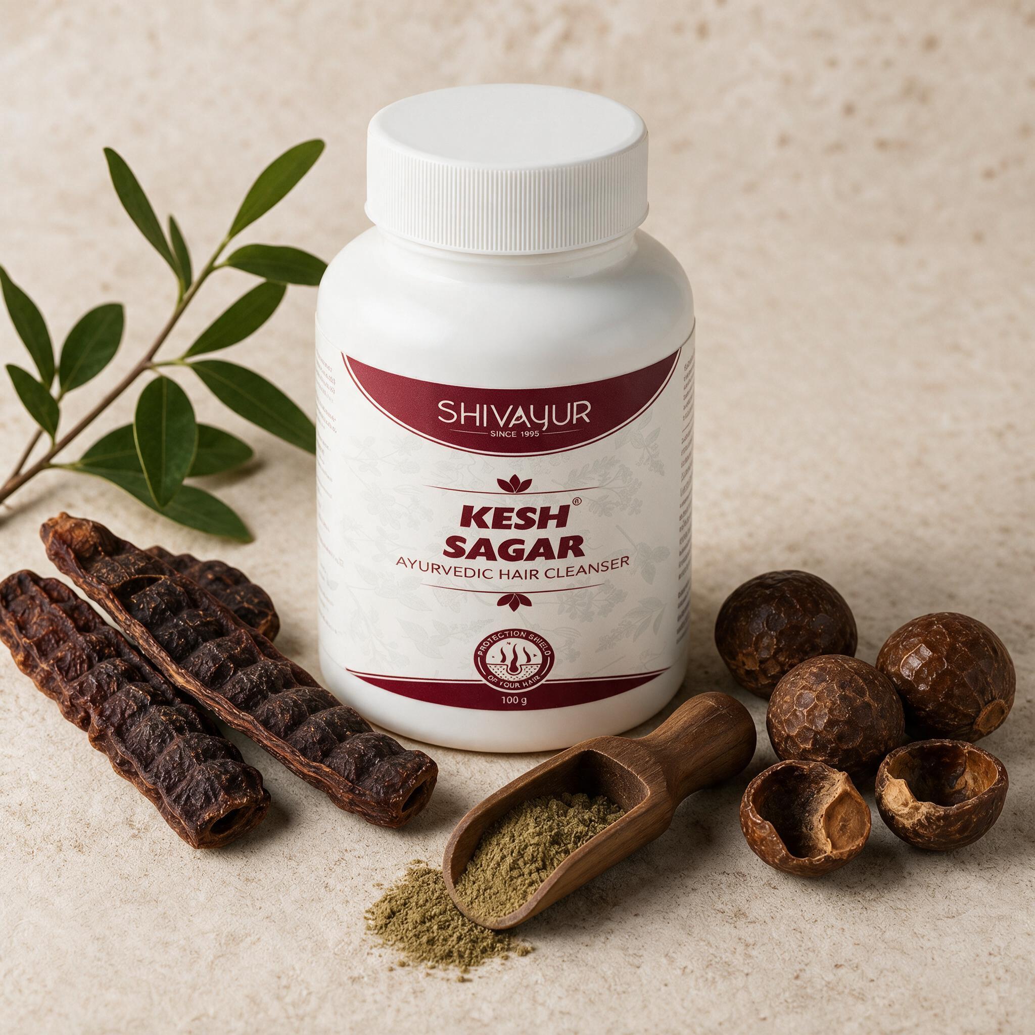 Shivayur Kesh Sagar Hair Cleanser in warm studio lighting