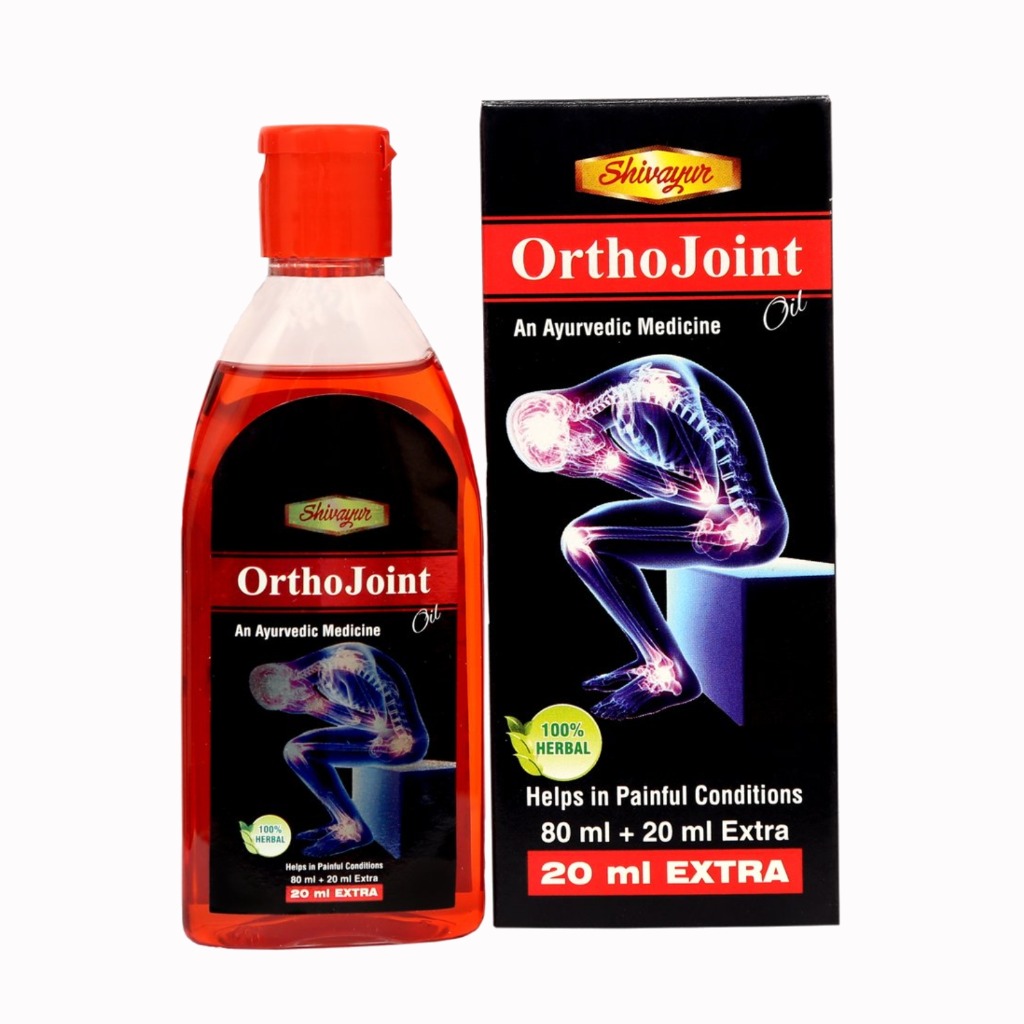 Shivayur OrthoJoint Oil physical retail bottle and carton packaging